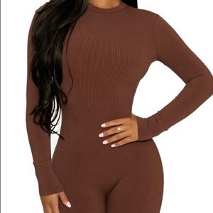 Snatched TAN Ribbed jumpsuit